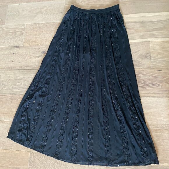 Bebe Black Sheer Maxi Skirt w Sequin Detailing Throughout Size 10 - Picture 2 of 9